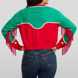 Women's Christmas Cowgirl Cropped Cardigan Sweater