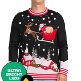 Men's Full Moon Santa Light Up Ugly Christmas Sweater
