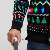Men's Fair Isle Rudolph Light Up Christmas Cardigan Sweater