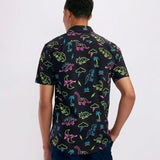 Men's Neon Dinosaur Hawaiian Shirt