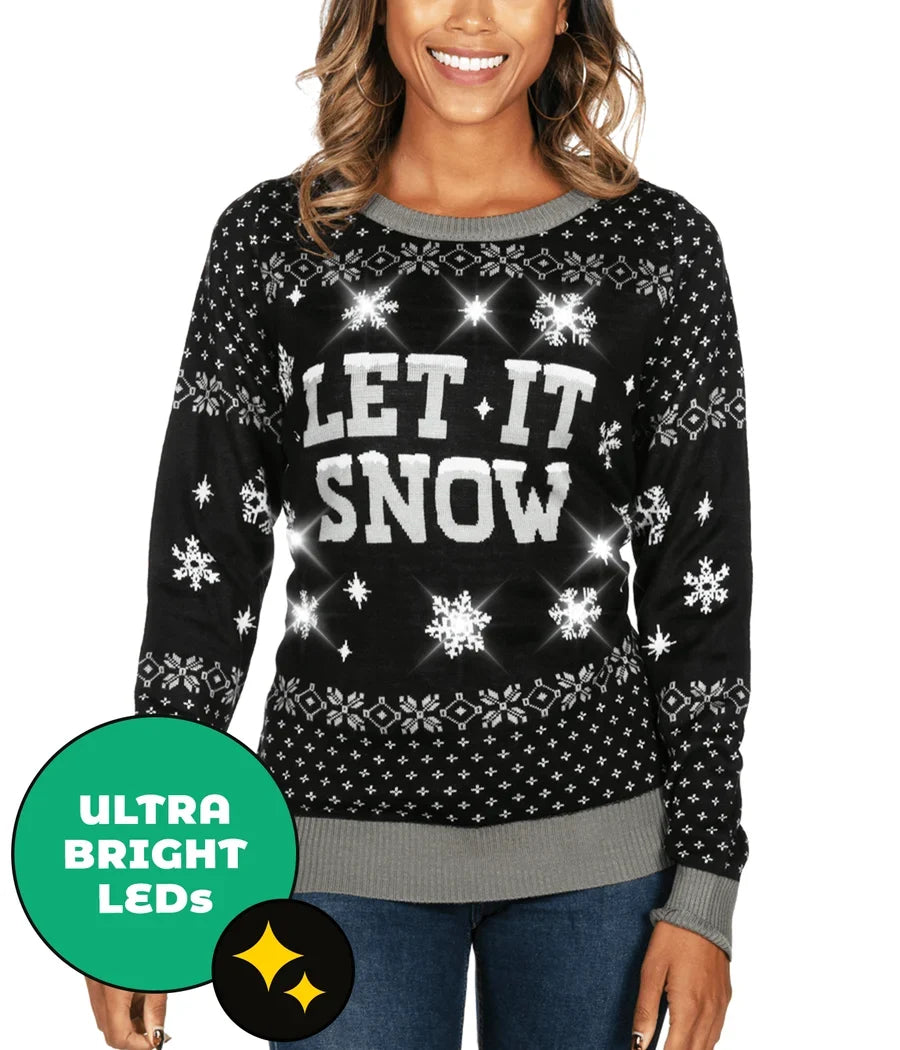 Women's Let it Snow Light Up Ugly Christmas Sweater