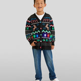 Boy's Fair Isle Rudolph Light Up Christmas Cardigan Sweater