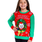Boy's / Girl's Cat in Wreath Ugly Christmas Sweater