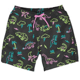 Neon Dinosaur Stretch Swim Trunks - 7.5" Inseam