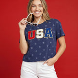 Women's Sparkler USA Patch Cropped Tee