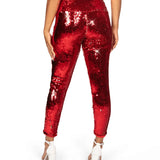 Red and Silver Reversible Sequin High Waisted Leggings