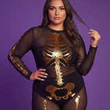 Gold Skeleton Mesh Plus Size Costume