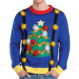 Men's Ugly Christmas Tree Sweater with Suspenders