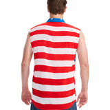 Men's Sleeveless Stripes Button Down Shirt