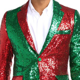 Men's Red and Green Sequin Blazer