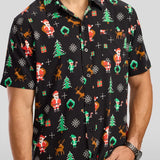 Men's 8-Bit Santa Button Down Shirt