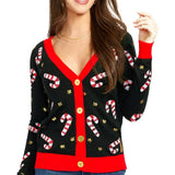 Women's Sequin Candy Cane Cardigan Sweater