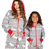 Mommy & Me Grey Moose Christmas Jumpsuits