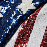Women's Sequined Stars and Stripes Cropped Tee
