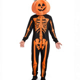 Men's Pumpkin Head Skeleton Costume