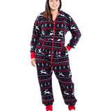 Women's Black and Red Fair Isle Plus Size Jumpsuit