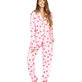 Women's Pink Santa Lapel Pajama Set