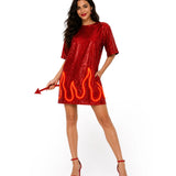 Women's Sequin Light Up Devil Costume Dress