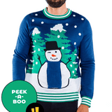 Men's Peekaboo Snowman Ugly Christmas Sweater