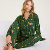 Women's Christmas Story Leg Lamp Lapel Pajama Set