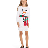Girl's Snowman Scarf Sweater Dress