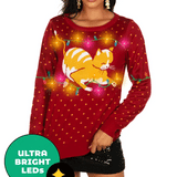 Women's Cat-itude Light Up Ugly Christmas Sweater
