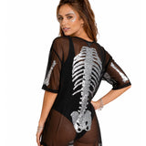 Women's Silver Skeleton Mesh Costume Dress