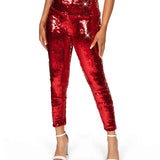Red and Silver Reversible Sequin High Waisted Leggings