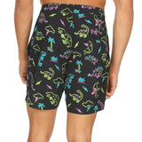 Neon Dinosaur Stretch Swim Trunks - 7.5" Inseam