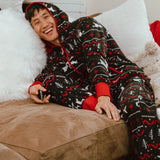 Men's Black and Red Fair Isle Jumpsuit
