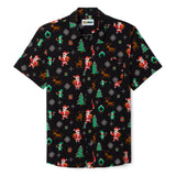 Men's 8-Bit Santa Button Down Shirt
