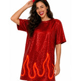 Women's Sequin Light Up Devil Costume Dress