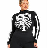 Women's Skeleton Long Sleeve Crop Top