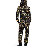Women's Gold Foil Fair Isle Reindeer Jumpsuit