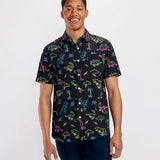 Men's Neon Dinosaur Hawaiian Shirt