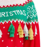 Women's Merry Christmas Tassel Turtleneck Cropped Sweater