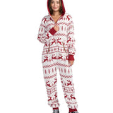 Women's Red and White Fair Isle Knit Jumpsuit