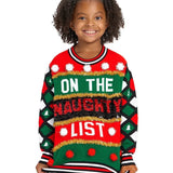 Girl's Naughty or Nice Reversible Sequin Ugly Christmas Sweater