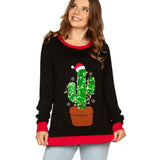 Women's Cactus Tree Light Up Ugly Christmas Sweater