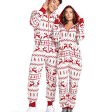 Women's Red and White Fair Isle Knit Jumpsuit