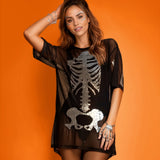Women's Silver Skeleton Mesh Costume Dress