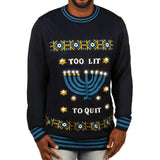Men's Too Lit to Quit Light Up Ugly Hanukkah Sweater