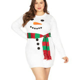 Women's Snowman Scarf Plus Size Sweater Dress