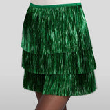 Women's Green Tinsel Fringe Shorts