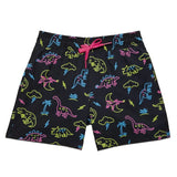 Boy's Neon Dinosaur Stretch Swim Trunks